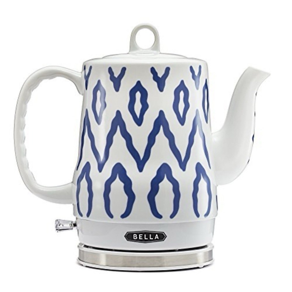 Bella Ceramic Electric Kettle 1.2L Blue White Excellent Ikat Pattern